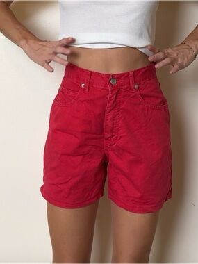 Vintage N.E.U. Red High Waisted Cotton Shorts Size 7/8